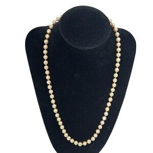 Vintage Monet Faux Pearl Gold Champagne Necklace 20" Gold Tone Clasp
